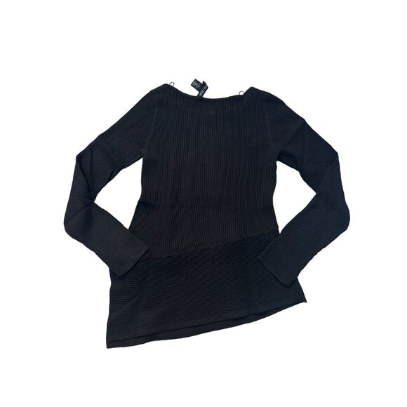 WHITE HOUSE BLACK MARKET WHBM Black Long Sleeve Asymmetrical Trim Blouse Sz XS - Picture 5 of 7